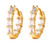 CAI Oval with Stone Huggie Earrings: Gold