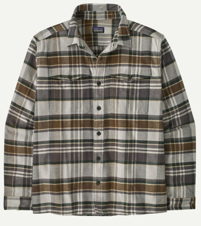 Patagonia Men's Mid-Weight Long Sleeve Fjord Flannel: Adventurer: BZGY Grey