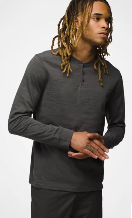 Prana Men's Ronnie Henley Long Sleeve Shirt: Dk Iron Heather