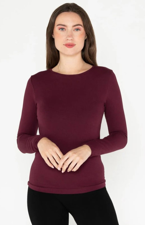 C'est Moi Women's Long Sleeve Crew Neck: Bordeaux