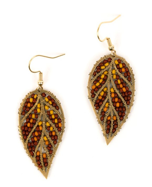 ALTIPLANO BEADED LEAVES EARRINGS: Autumn ALTIPLANO BEADED LEAVES EARRINGS: Autumn