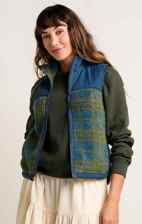 Toad & Co Women's Sespe Sherpa Vest: Ink Plaid