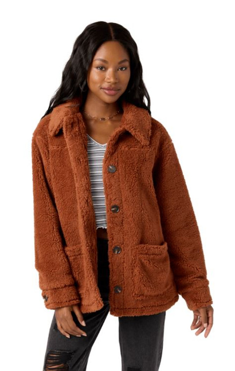 O'Neill Women's Huxlee Solid Shacket: Rustic Brown