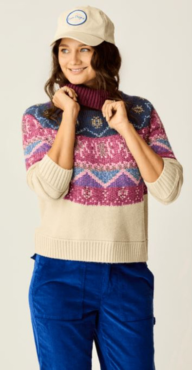 Carve Designs Women's Neve Fairisle Turtleneck: Birch Fairisle