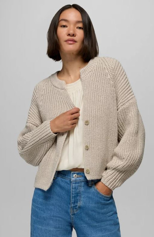 Prana Women's Sunday River Short Cardigan: Almond