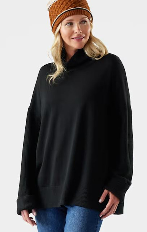 Smartwool Edgewood Cowl Neck Sweater: Black