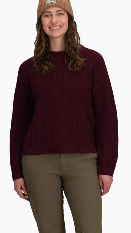Royal Robbins Women's Rockcraft Cable Crew Sweater: Loganberry