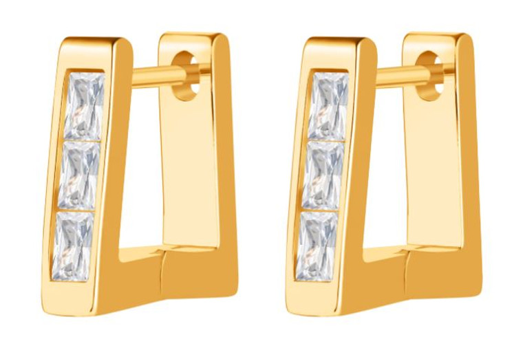 CAI Trapezoid Huggie Earrings: Gold