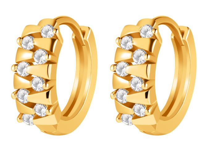 CAI Cluster Stone Huggie Earrings: Gold