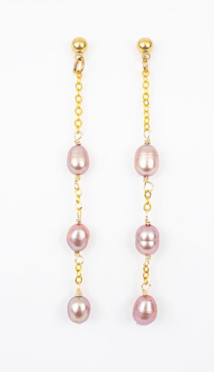 Gold with Pink  Pearls