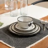 4-Piece Thin Place Setting in Black Fleur De Lis