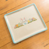 14" Square Bunny Tray with Blue Banding