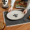 12" Oval Platter in Black Fleur de Lis