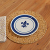 9" Thin Plate in Blue Fleur de Lis
