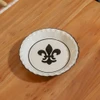 Thumb Print Pie Plate in Black Fleur de Lis