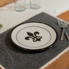 11" Thin Plate in Black Fleur de Lis