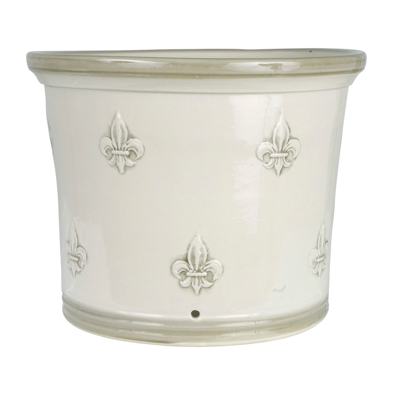 11" Fleur de Lis Gardeners Pot in Special Grey - Stoneware & Co.