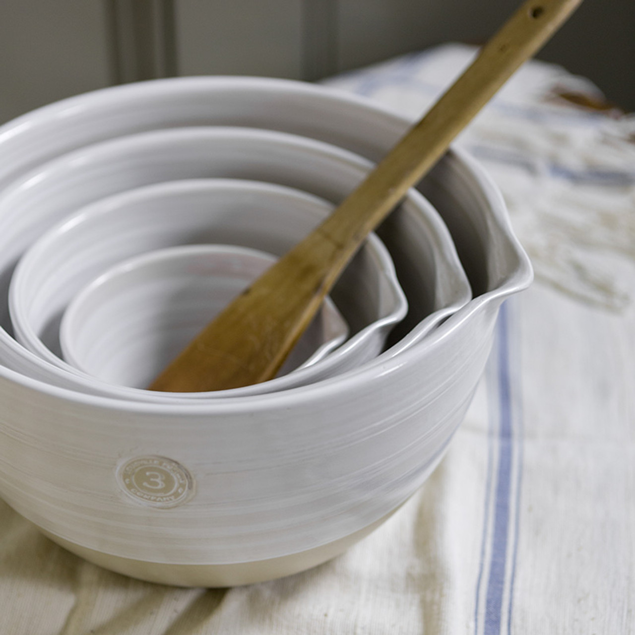 4-Piece Louisville Pottery Collection Nested Mixing Bowl Set in White -  Stoneware & Co.