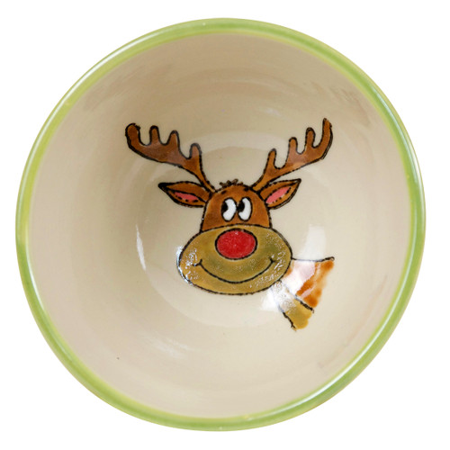 Stoneware Green Reindeer Bowl