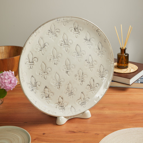 18" Debossed Fleur de Lis Platter - Thumbnail 2