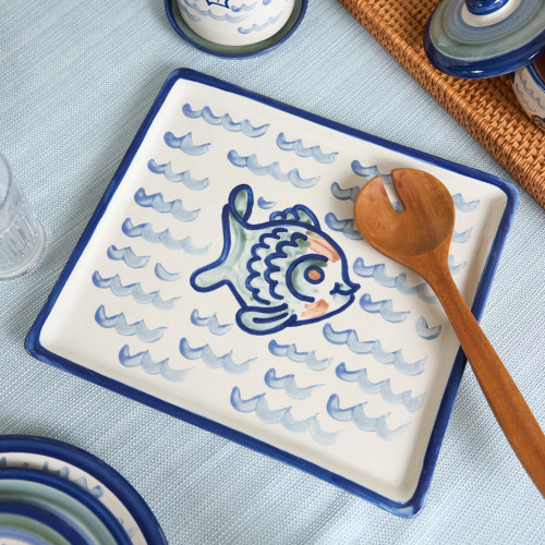 14" Square Tray in Sea Life