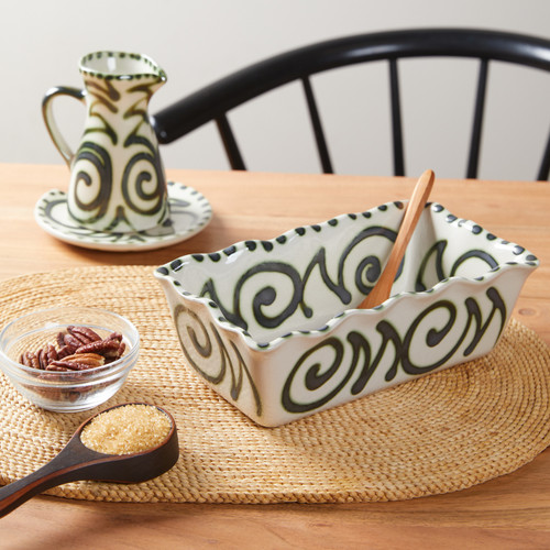 Pinched Rim Loaf Pan in Pumpkin Pattern - Stoneware & Co.