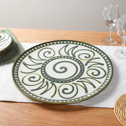 16" Round Platter in Graffiti Green, Stoneware Platter 16" Round Platter in Graffiti Green, Stoneware Platter