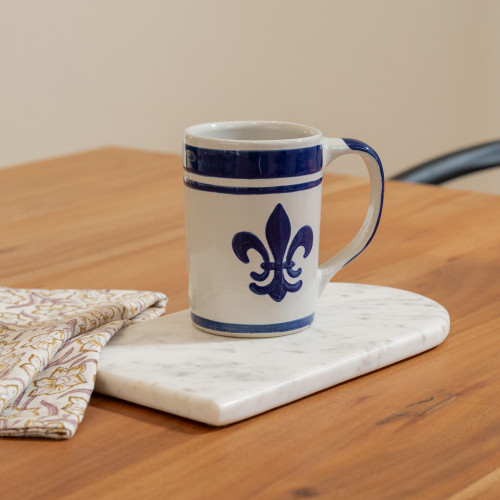 14 oz Mug in Blue Fleur de Lis