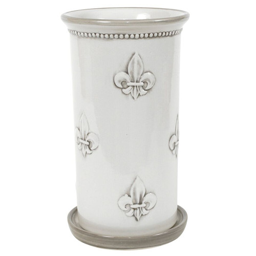 10.5” Wine Cooler & Saucer in Blue Fleur de Lis - Stoneware & Co.