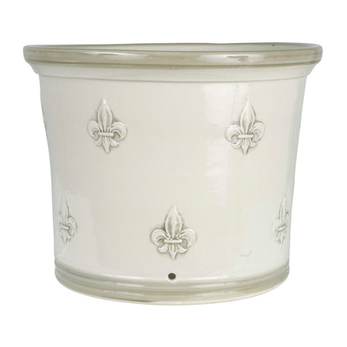 15" Gardener's Pot in Special Grey Fleur de Lis