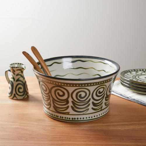 12" Salad Bowl in Graffiti Green