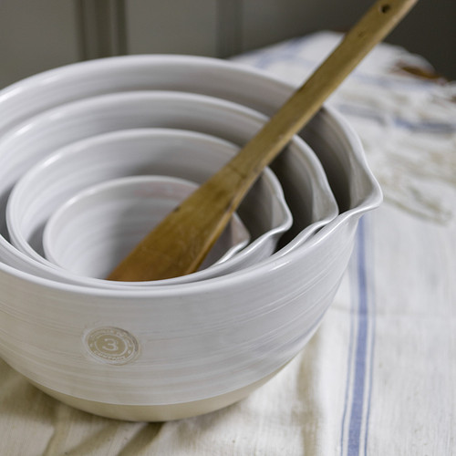 Four Piece Mixing Bowl Set in Gloss Green Glaze glaze by Bowen Pottery