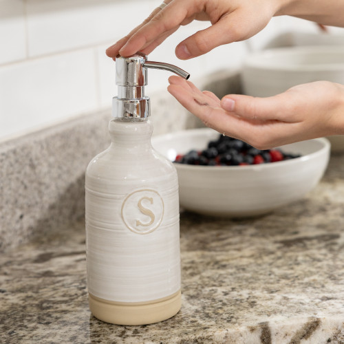 Louisville Stoneware Liquid Soap Dispenser with (S) Embossed