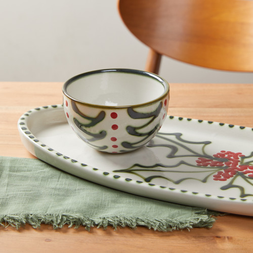 Louisville Stoneware Holly Graffiti Antipasto Tray with Bowl