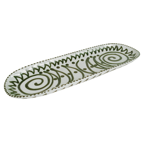 26" Oblong Platter in Graffiti Green