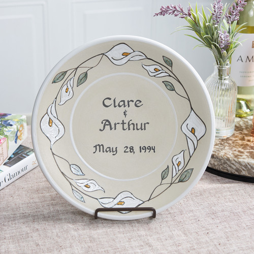 Personalized 11" Thin Plate with Calla Lilies