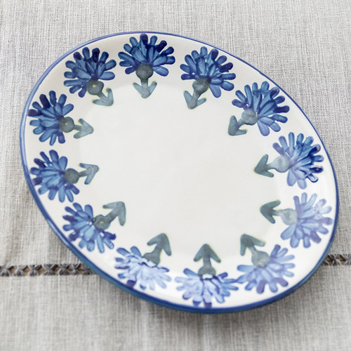 Thin 15" Oval Platter in Bachelor Button