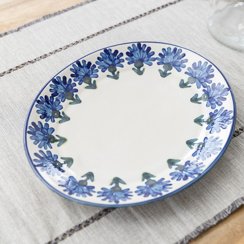 12" Oval Platter in Bachelor Button