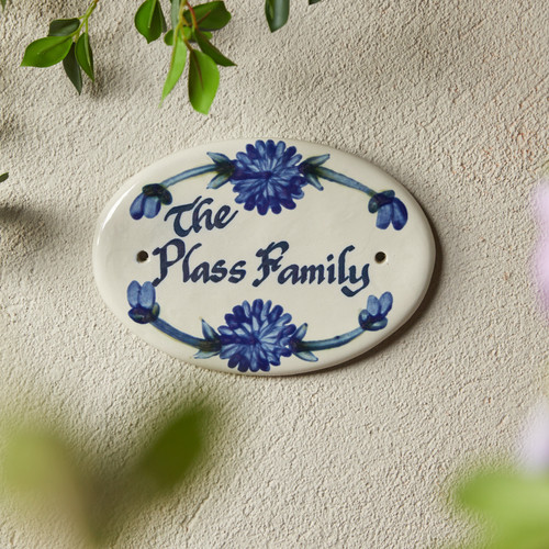 Personalized 8" Oval Bachelor Button Door Plaque