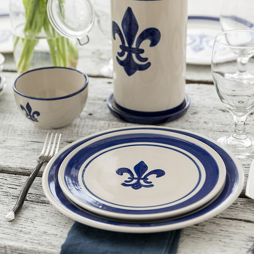 2 1/2 Qt Pitcher in Blue Fleur de Lis - Stoneware & Co.