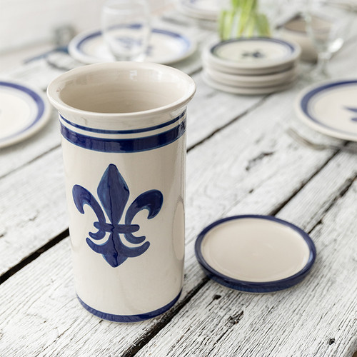 SOLD-Mid-Century Modern Ceramic Coffee Pot and Mug Set — Fleur de Lis