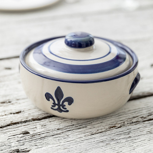 2 1/2 Qt Pitcher in Blue Fleur de Lis