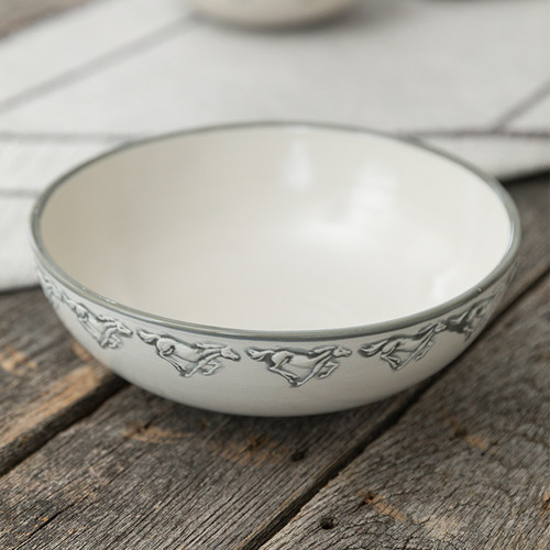 9" Serving Bowl in Embossed Running Horse