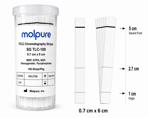 Black ITLC SG Chromatography Strips, 0.7x 6 cm, 100 Strips/Pkg