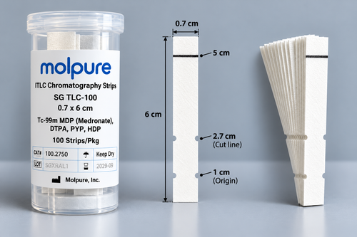 Black ITLC SG Chromatography Strips, 0.7x 6 cm, 100 Strips/Pkg