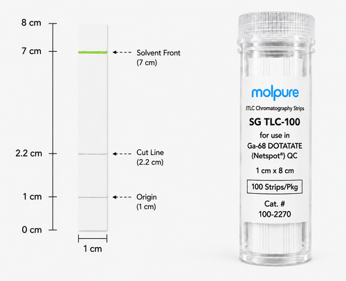Light Green, ITLC SG Chromatography Strips, Ga68 Dotatate (Netspot), 1 x 8 cm, 100 Strips/Pkg