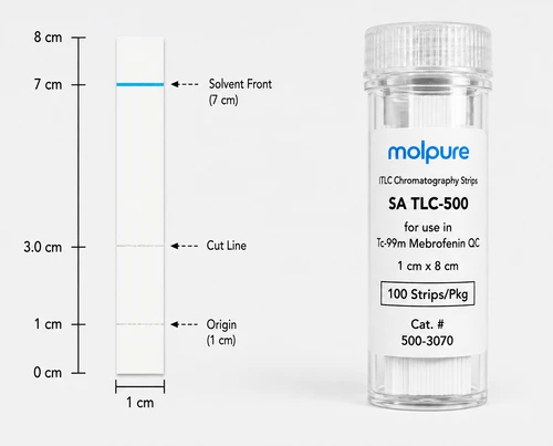 Light Blue, ITLC-SA Chromatography Strips for Mebrofenin QC (1 × 8 cm), 100 Strips/Pkg
