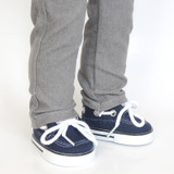 Fits 18" dolls like American Girl or Our Generation doll

Includes: shoes

Navy slip-on boat shoes with functional laces.