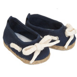 Fits American Girl, Our Generation, and other 18" dolls.

Navy blue canvas slip-on shoes with decorative rope laces and jute trimmed soles.