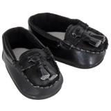 Fits 18" dolls like American Girl and Our Generation

These matte black loafers have decorative tassels and a slip-on style.